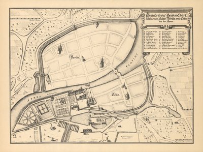 Karte von Berlin und Coelln, 1652 von Johann Gregor Memhardt